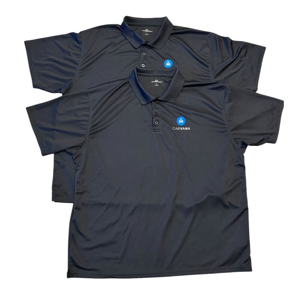 (2) Carvana Employee Polo Shirts Men’s 3X Black‎ Embroidered Short Sleeve Top